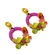 Brinco argola bordada com flores
