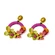 Brinco argola bordada com flores