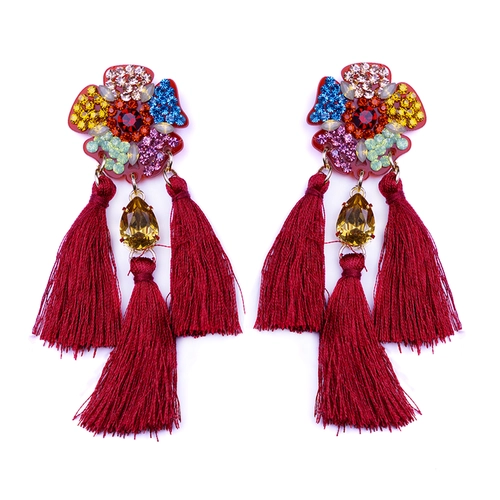 Brinco flor com tassel marsala – colorido