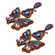 Brinco borboleta com cristais coloridos – base preta