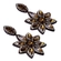 Brinco de flor com cristais nos tons de dourado - base marrom