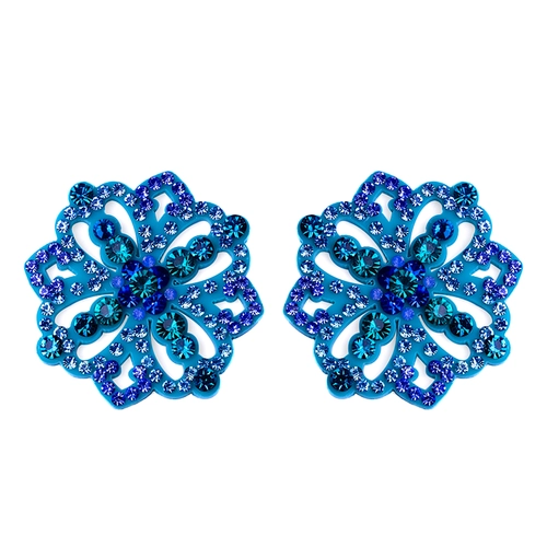 Brinco perla de flor vazada - base turquesa