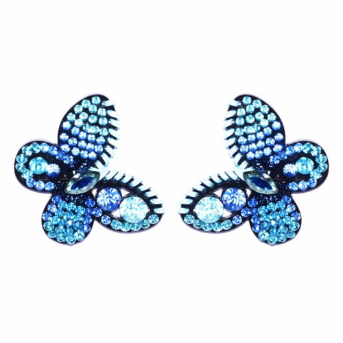 Brinco borboleta azul bordado
