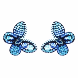 Brinco borboleta azul bordado