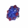 Anel formato flor azul com strass vermelho brilho intenso