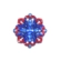 Anel formato flor azul com strass vermelho brilho intenso