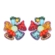 Brinco bordado flor multicolor com strass