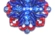 Brinco flor azul royal e vermelho com strass