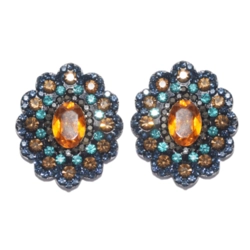 Brinco obal com strass coloridos