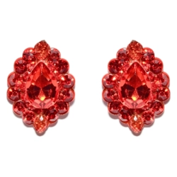 Brinco com strass vermelho e pedra central em gota estilo sofisticado feminino