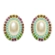 Brinco oval com pérola e strass colorido feminino delicado e vintage chic