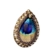 Brinco gota com estampa de pena de pavão e strass dourado estilo boho chic