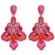 Brinco maxi pink e laranja com pedrarias e bordado em fios feminino luxo
