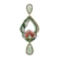 Brinco verde gota com bordado floral e pedrarias coloridas moderno e chique