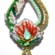 Brinco verde gota com bordado floral e pedrarias coloridas moderno e chique