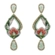 Brinco verde gota com bordado floral e pedrarias coloridas moderno e chique