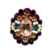 Brinco oval com cristal central rosa e strass coloridos estilo elegante