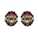 Brinco oval com cristal central rosa e strass coloridos estilo elegante