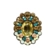 Anel oval com cristal amarelo claro e pedrarias coloridas feminino elegante
