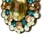 Anel oval com cristal amarelo claro e pedrarias coloridas feminino elegante
