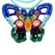 Conjunto colar e brincos borboleta colorida com pedrarias