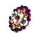 Anel oval com cristal rosé e pedrarias multicoloridas feminino elegante