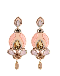Brinco nude rosé com strass e gota de cristal – feminino, moderno e elegante