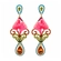 Brinco multicolorido com bordado rosa e cristal gota – feminino, chique e moderno