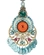 Brinco colorido com strass azul, medalhas e flores resinadas estilo boho chic