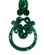 Brinco verde com cristais esmeralda e detalhe circular moderno feminino