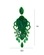 Maxi brinco verde esmeralda com cristais em gota e detalhes pendentes luxuoso