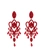 Maxi brinco vermelho com pedrarias em cascata feminino elegante e moderno