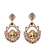 Maxi brinco dourado com cristais champagne e pedra amarela feminino luxuoso