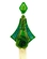 Brinco longo verde bordado com flor e franjas douradas luxuoso