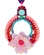 Brinco artesanal bordado com flor rosa e pedrarias coloridas chique
