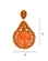 Brinco bordado laranja com strass luxuoso e elegante para verão