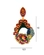Brinco bordado floral colorido com strass laranja artesanal luxuoso