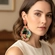 Brinco bordado floral colorido com strass laranja artesanal luxuoso