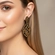 Brinco feminino com strass e cristais delicados design vazado luxuoso