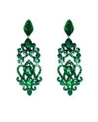 Brinco feminino longo com strass coral, pedraria brilhante e estilo luxuoso