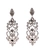 Brinco feminino longo com strass coral, pedraria brilhante e estilo luxuoso