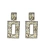 Brinco retangular branco com cristais e strass luxuoso ideal para presente