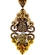 Brinco ornamental dourado com cristais em tons quentes elegante e sofisticado