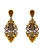 Brinco ornamental dourado com cristais em tons quentes elegante e sofisticado