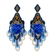 Brinco artesanal flor azul royal com cristais e miçangas