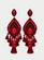 Brinco Grande Chandelier Vermelho com Franjas e Cristais Festa