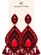 Brinco Grande Chandelier Vermelho com Franjas e Cristais Festa