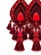 Brinco Grande Chandelier Vermelho com Franjas e Cristais Festa